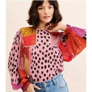Bl^nk London x Anthropologie MIRANDA PEASANT Pink Black Eclectic
